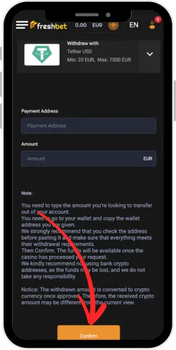 Confirm the transaction